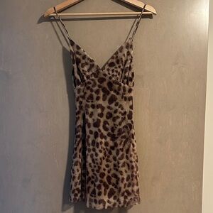 Zara Leopard Print Spaghetti Strap Dress